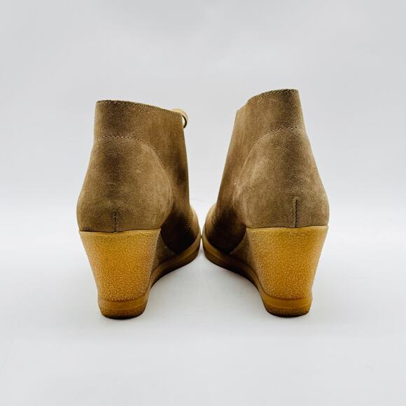 J Crew Ankle Boots Womens 8 Brown Suede Wedge Heels Chukka Booties Desert Shoes - Picture 7 of 12